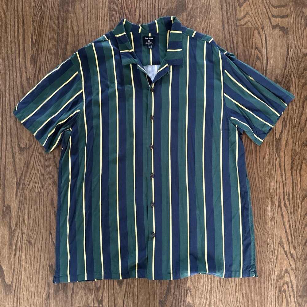 Pacsun Striped Green and Blue Shirt